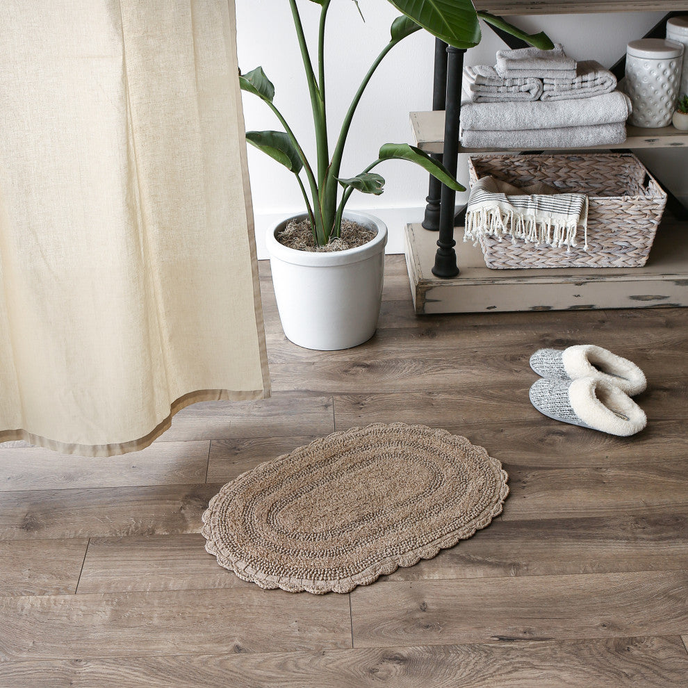 Stone Small Oval Crochet Bath Mat