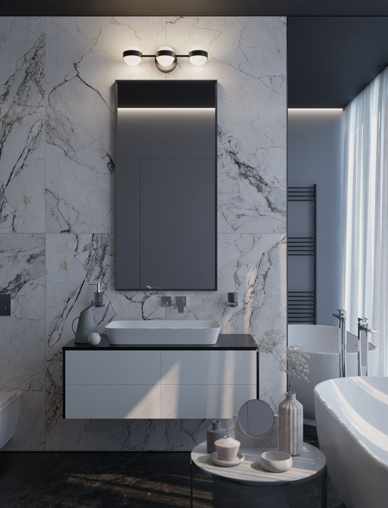 Verona 22" LED Vanity, White Acrylic Shade, Black Finish