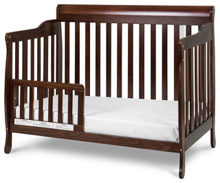 Baby Mile Eve 4-in-1 Convertible Crib With Guardrail, Espresso