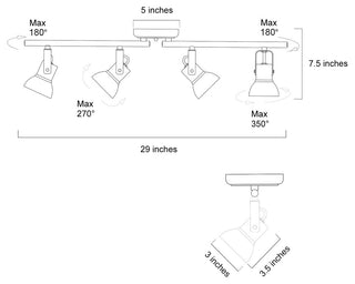 Modern Ceiling Light 4-Light 29" Cluster Bell Champagne Gold Track Lighting Kits