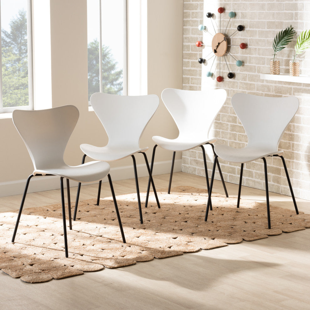 Tiffanie Modern 4-Piece Stackable Dining Chairs, White