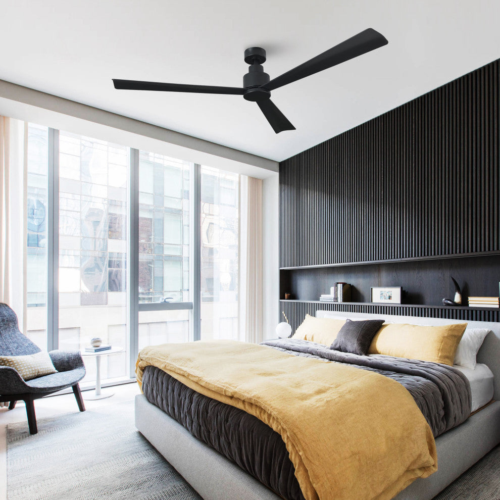52 in. Modern Ceiling Fan with Reversible DC Motor,Six Speeds,Black