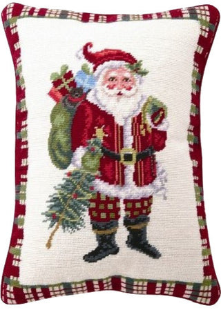 Christmas At North Pole Santa Needle Point Pillow