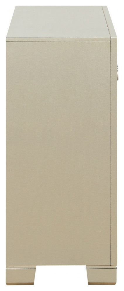 HomeRoots 15" X 57" X 34" Champagne Wood Mirror Veneer Dresser