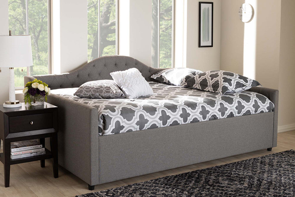 Mira Fabric Upholstered Daybed, Gray, Queen