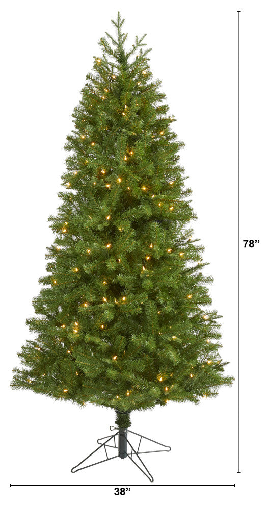 6.5' Vancouver Spruce Faux Xmas Tree W/250 White Lights & 803 Bendable Branches