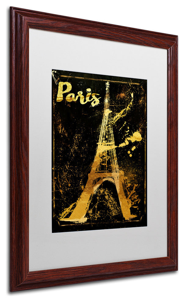 Color Bakery ''Gold Eiffel'' Matted Framed Art, Wood Frame, White Mat, 16x20