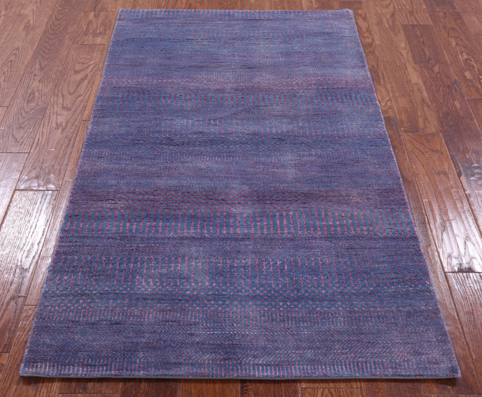 3' 1" X 5' 2" Savannah Grass Wool and Silk Handmade Rug Q11518