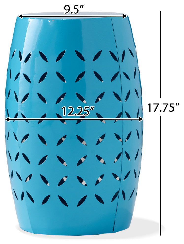GDF Studio Lilly Outdoor 12" Iron Side Table, Blue