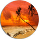 Palms Silhouettes Bent To Seashore, Seashore Disc Metal Wall Art, 38"