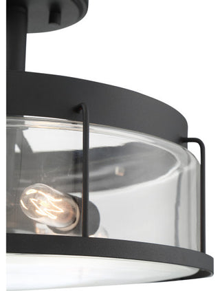 Quoizel LUD1713EK Three Light Semi Flush Mount, Earth Black Finish