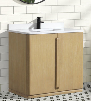 Lucas Bathroom Vanity, Washed Oak, 36", Single Sink, Freestanding