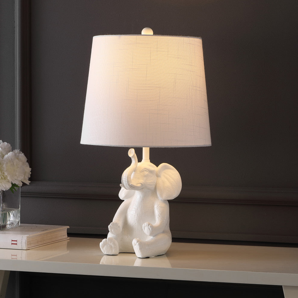 Modern Shabby Chic Resin/Iron Happy Elephant LED Kids'' Table Lamp, Phone Stan