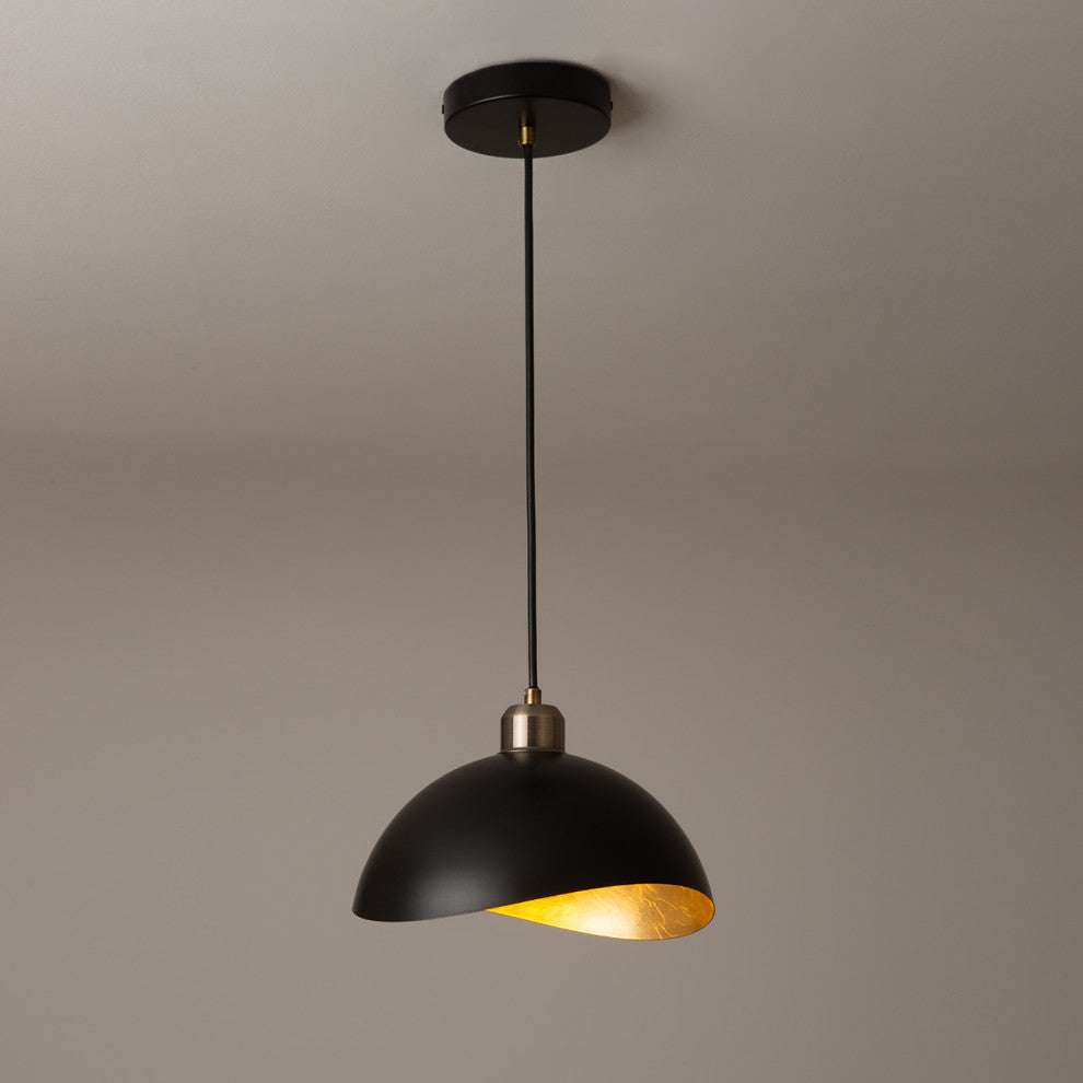 Luna Bella Pendant Light Small, Matte Black, Weathered Brass