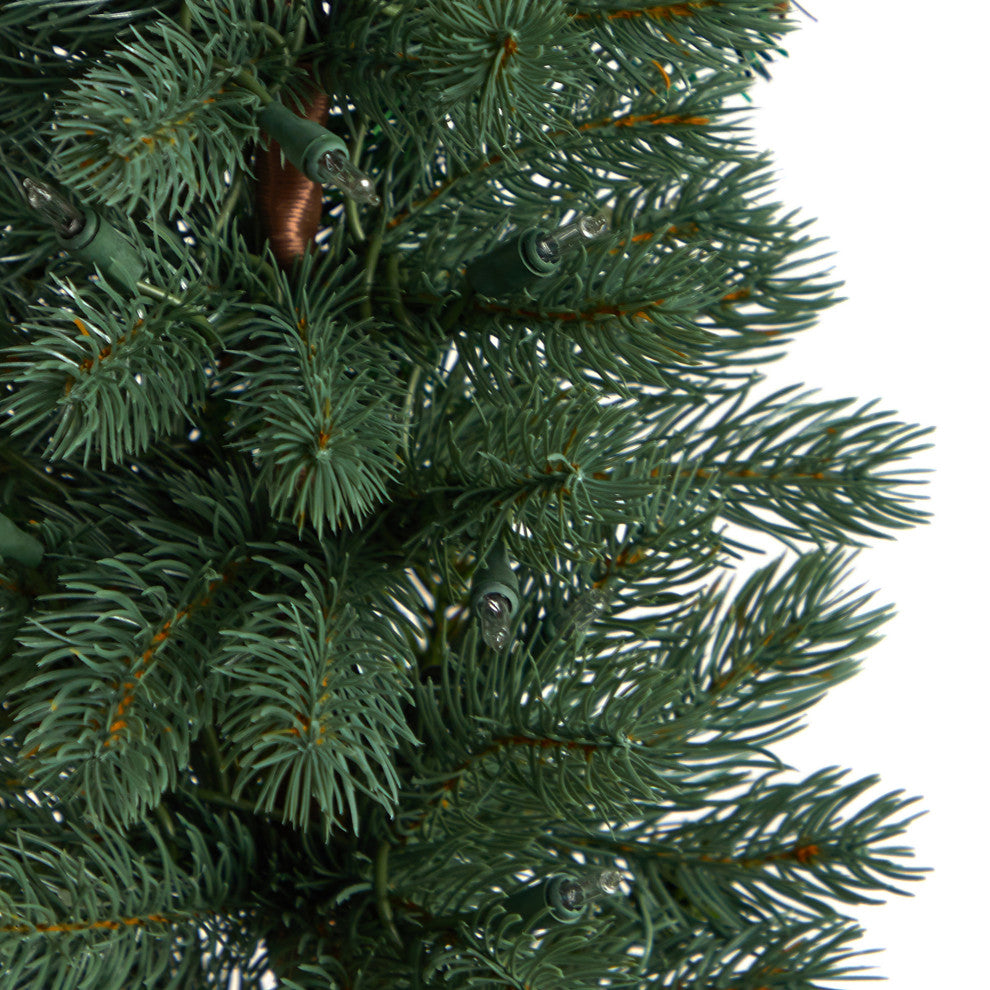 3' Green Pine Faux Christmas Tree With 50 Warm White Lights Set, a Burlap Base