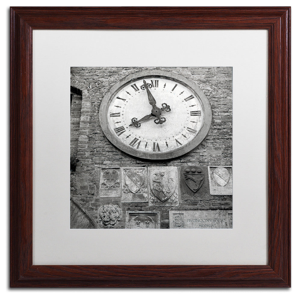 Alan Blaustein ''Il Grande Orologio III'' Art, Wood Frame, White Mat, 16x16