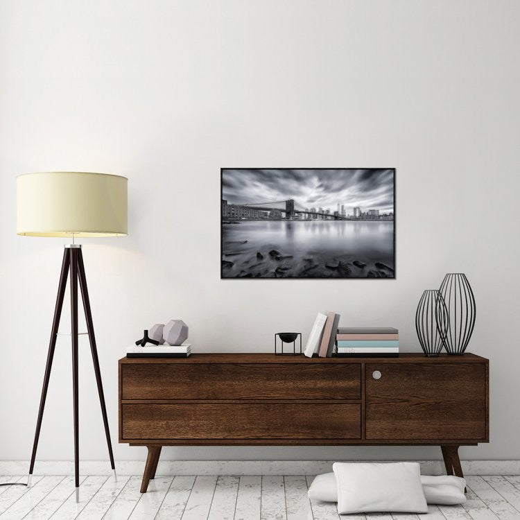 "Brooklyn Bridge" Framed Canvas Giclee by Javier De La, 41x26"