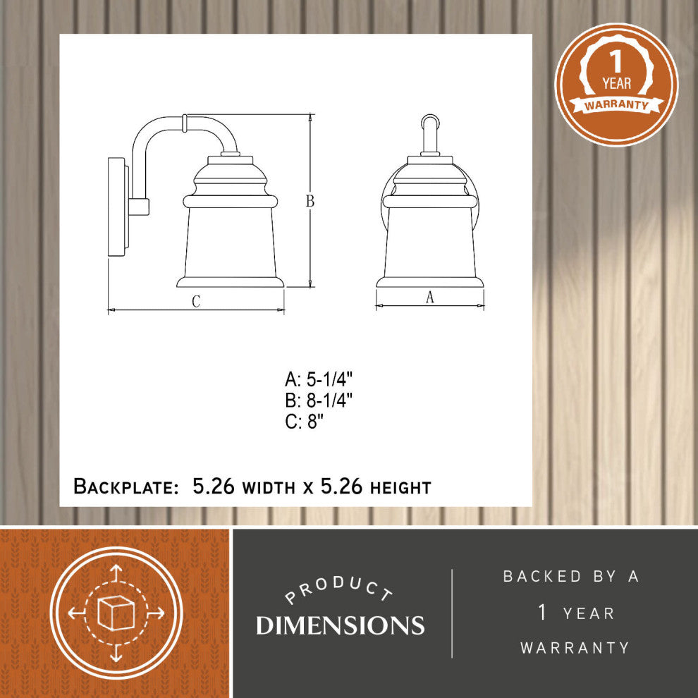 Vaxcel Toledo 1-Light Vanity, Satin Nickel