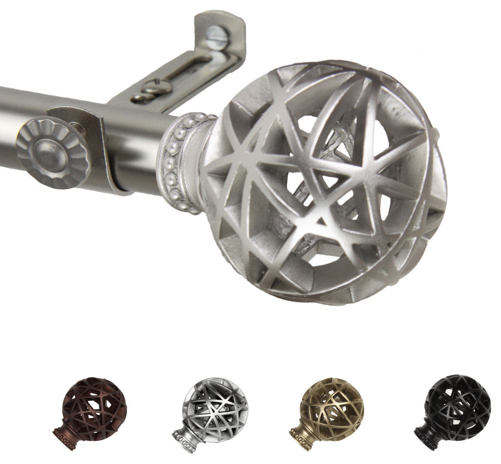 Arabella 13/16" Diameter Curtain Rod, Satin Nickel, 18-28"