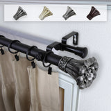 Dakota 1" Double Curtain Rod, Black, 160-240"