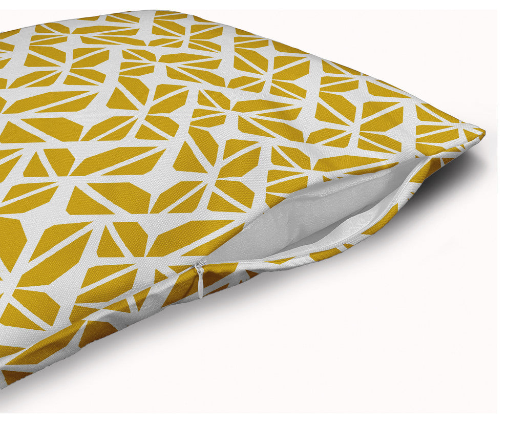 Kaleidoscope Graffiti Accent Pillow With Removable Insert, Mustard, 24"x24"