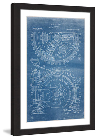 "Gears 1912 Blueprint" Framed Painting Print