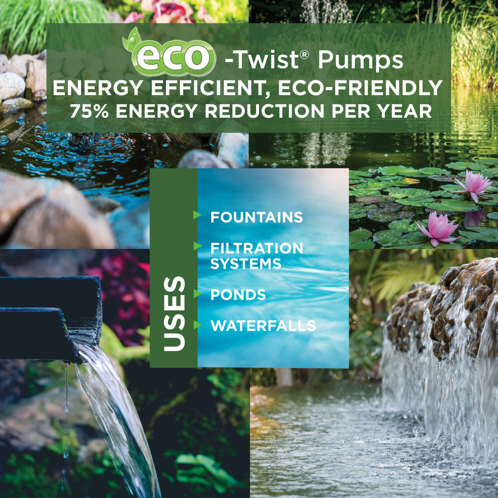 Eco-Twist Energy-Saving 5300GPH Pond Pump with Controller and 33-ft. Cord