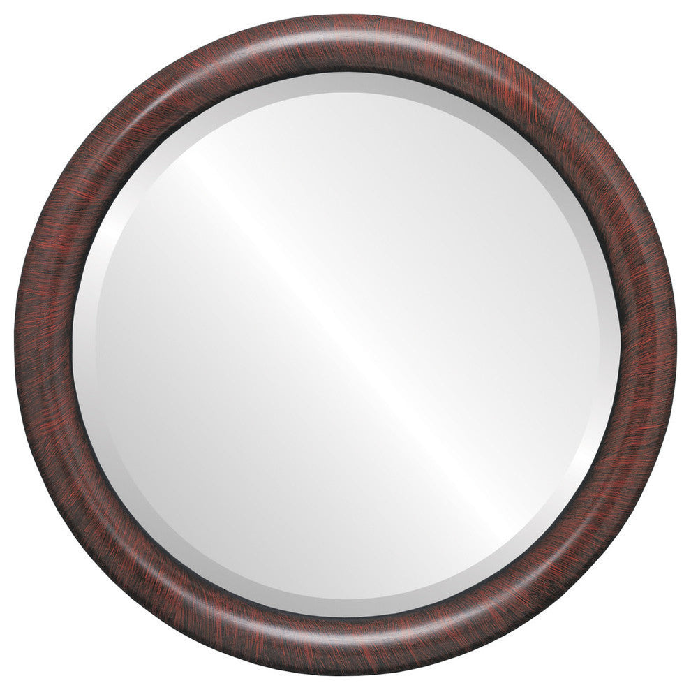 Pasadena Framed Round Mirror, Vintage Cherry, 19"x19"