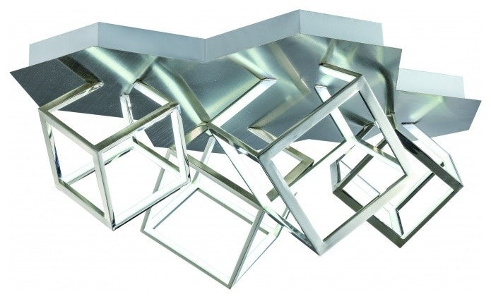4-Light LED Box Semi Flush Mount, Nickel