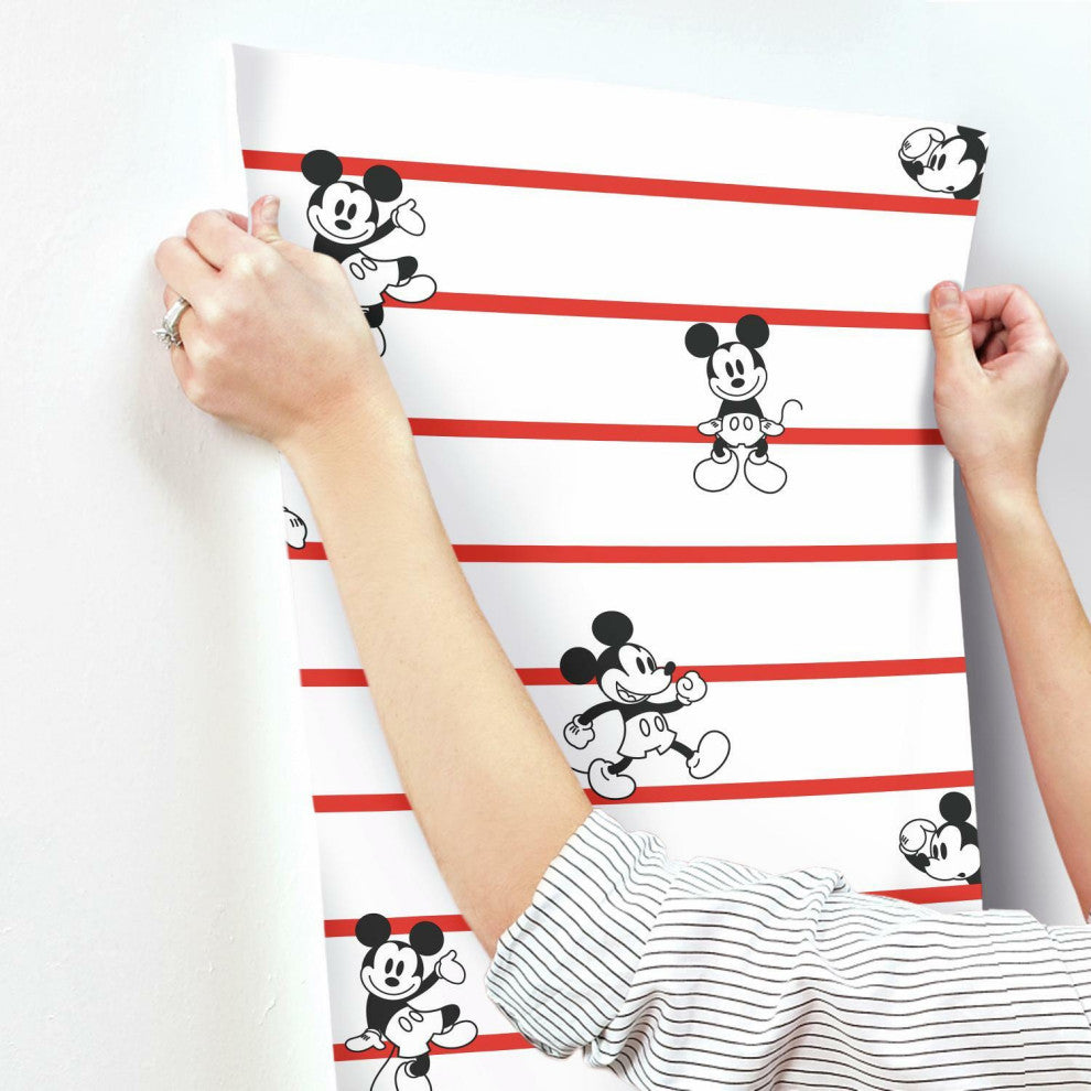 Disney Mickey Mouse Stripe Wallpaper