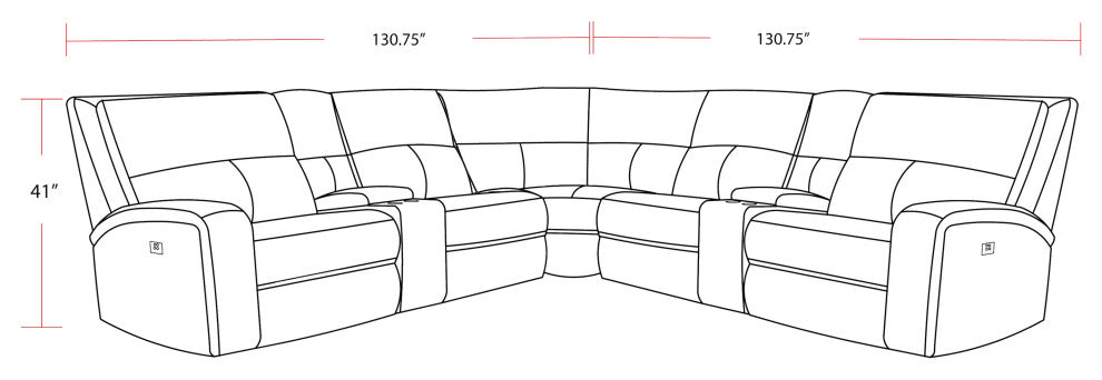 Polaris Kahlua 7 Piece Power Reclining Adjustable Headrests Sectional