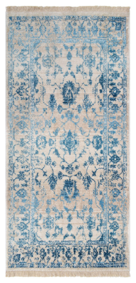 MACHINE MADE POLYESTER AREA RUGS  -Ivory Blue Color, Oriental ,Living room rugs