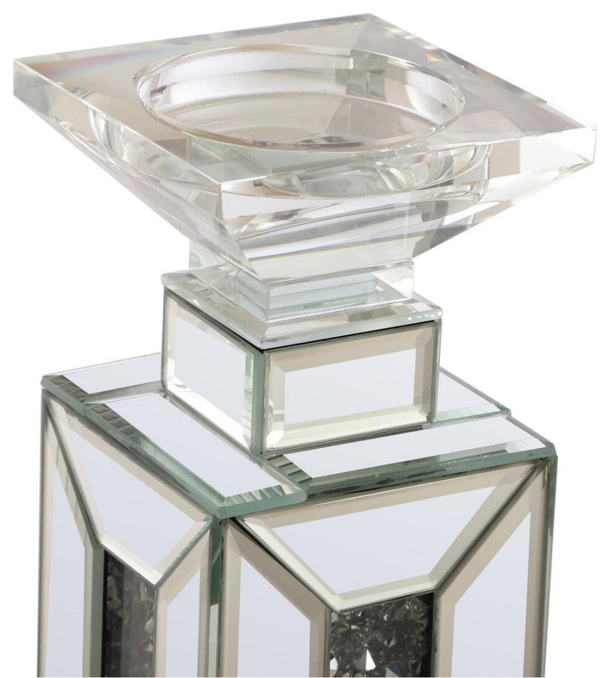 16.5" Tall Crystal Candleholder Silver Royal Cut Crystal