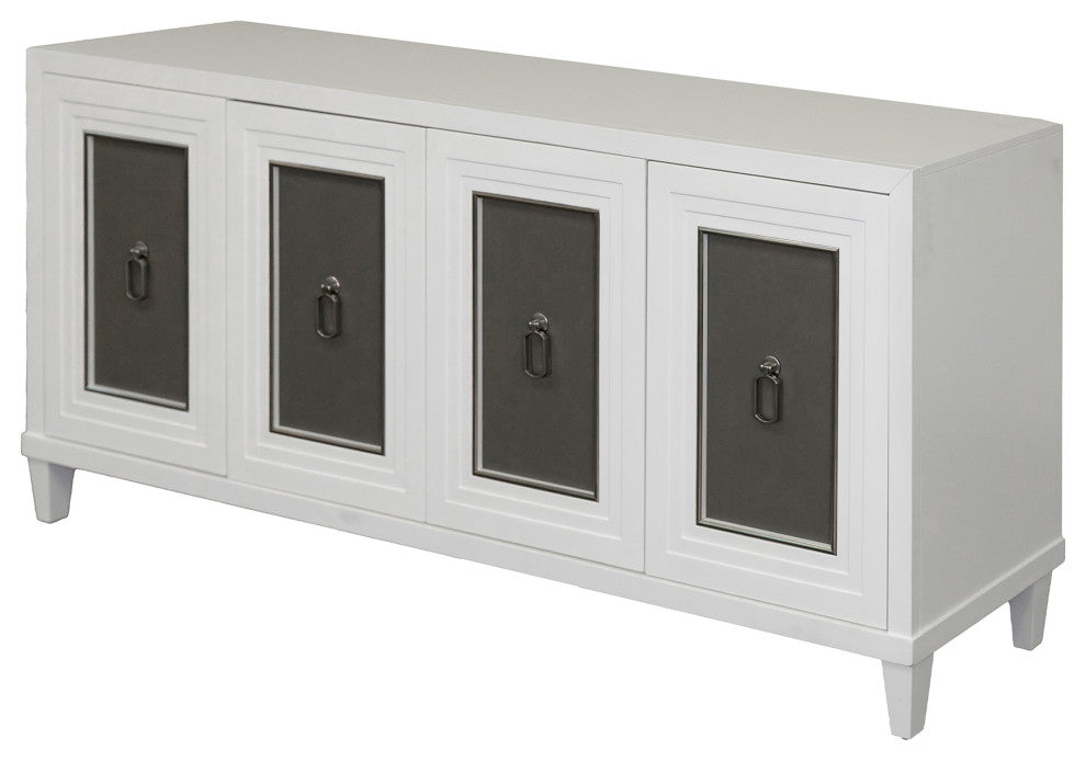 Modern Wood 70" Console With With doors, TV Stand, Fully Assembled, White