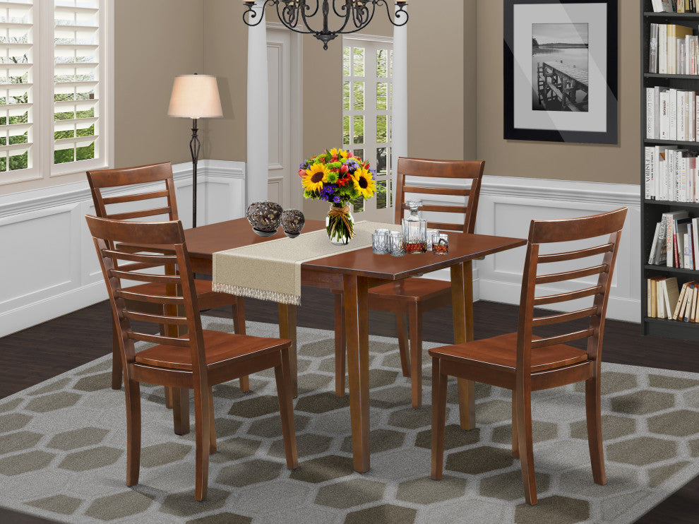 5 Pc Kitchen Table Set - Table With A 12In Leaf And 4 Kitchen Dining Chairs