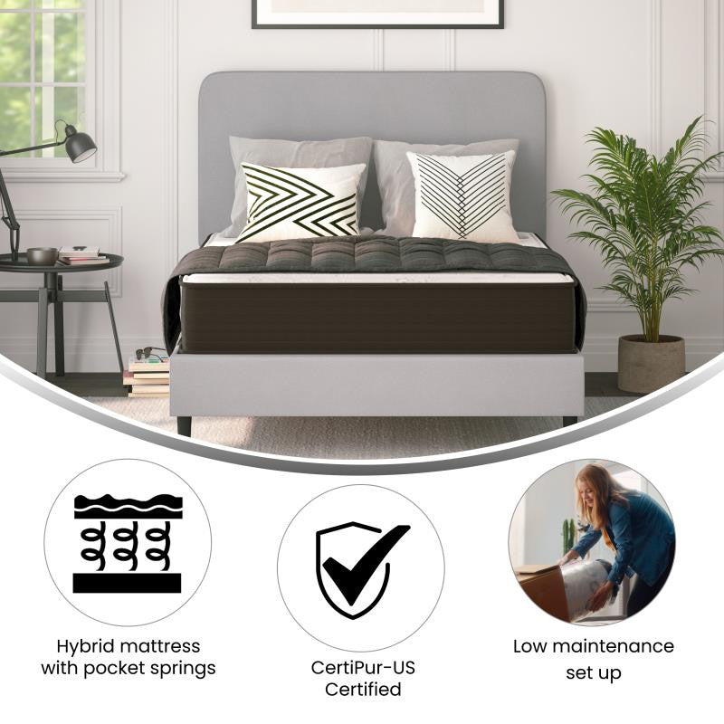 Dream 10 Inch Hybrid Mattress in a Box, White/Black, Full