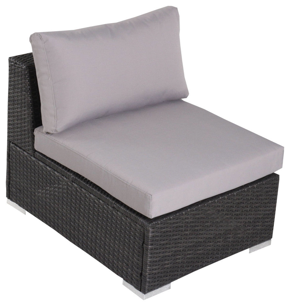 GDF Studio 5-Piece Francisco Outdoor Gray Wicker Sectional With Cushions Set
