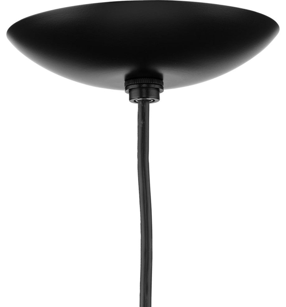 Atwell Collection Opal Glass Globe Medium Hanging Pendant Light, Matte Black