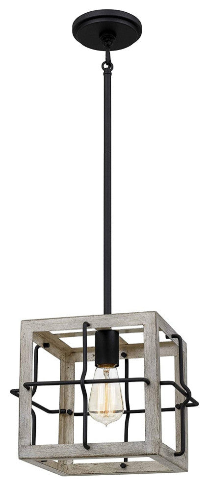 Farmhouse Pendant Light Wood Ceiling Square Pendant Lamp
