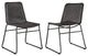 Dacy Faux Rattan Metal Dining Side Chair Brown, Set of 2