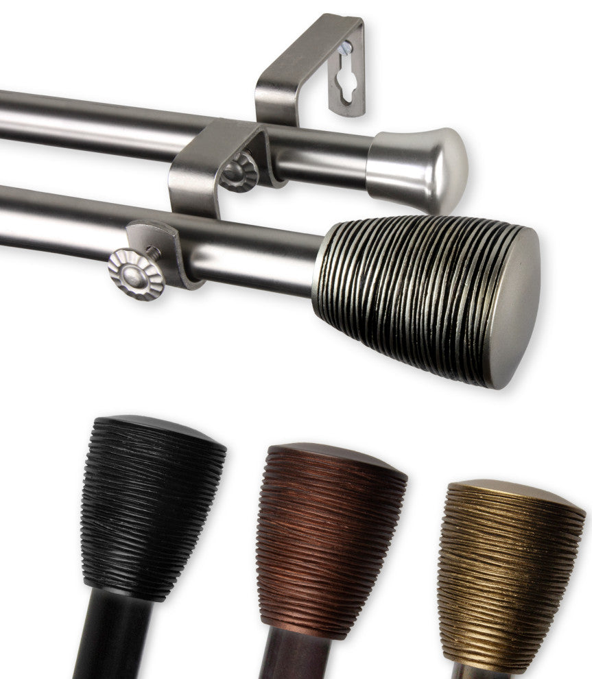 Anya 13/16" Double Curtain Rod Black