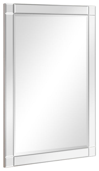 Squared Corner Beveled Rectangle Wall Mirror, Solid Wood Frame Mirror, 36" X 24"