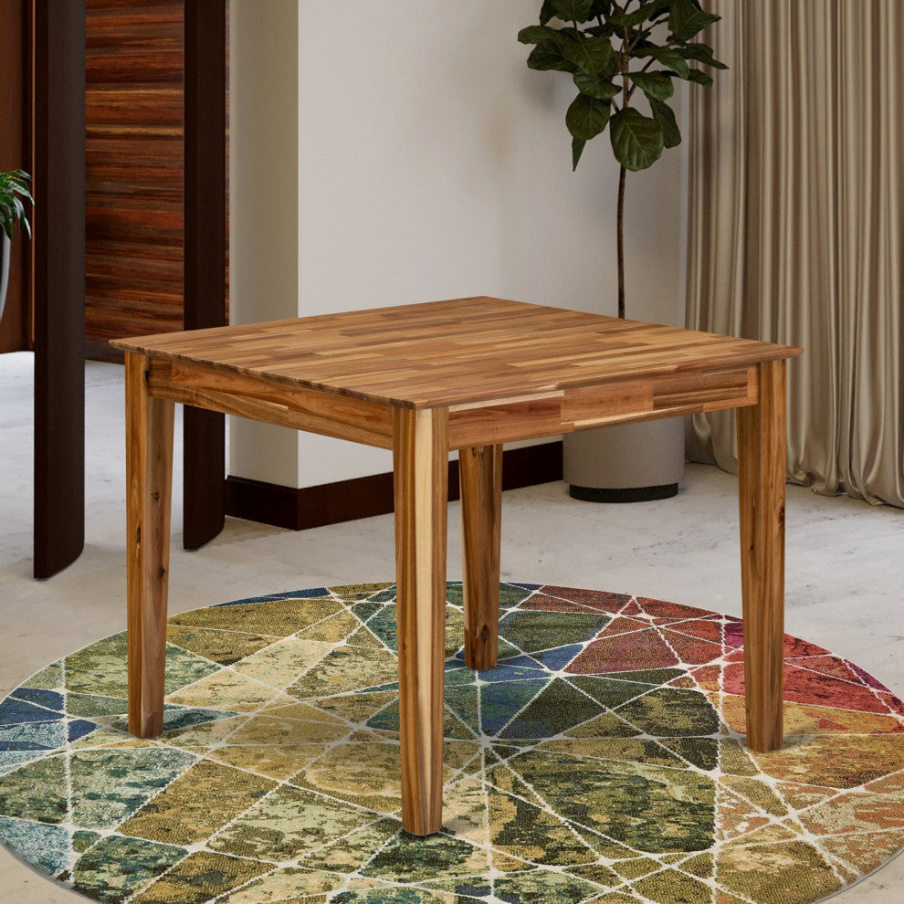 Wood Kitchen Table, Walnut Color Top Surface, Table Wooden Legs Walnut Finish