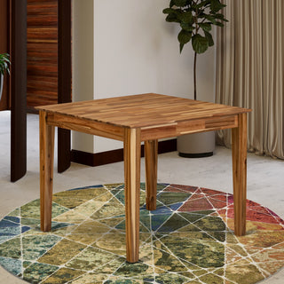 Wood Kitchen Table, Walnut Color Top Surface, Table Wooden Legs Walnut Finish