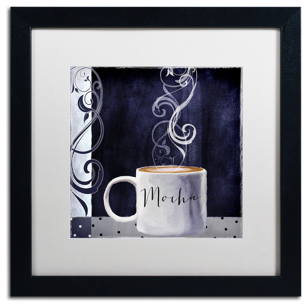 Color Bakery 'Cafe Blue III' Art, Black Frame, White Matte, 16"x16"