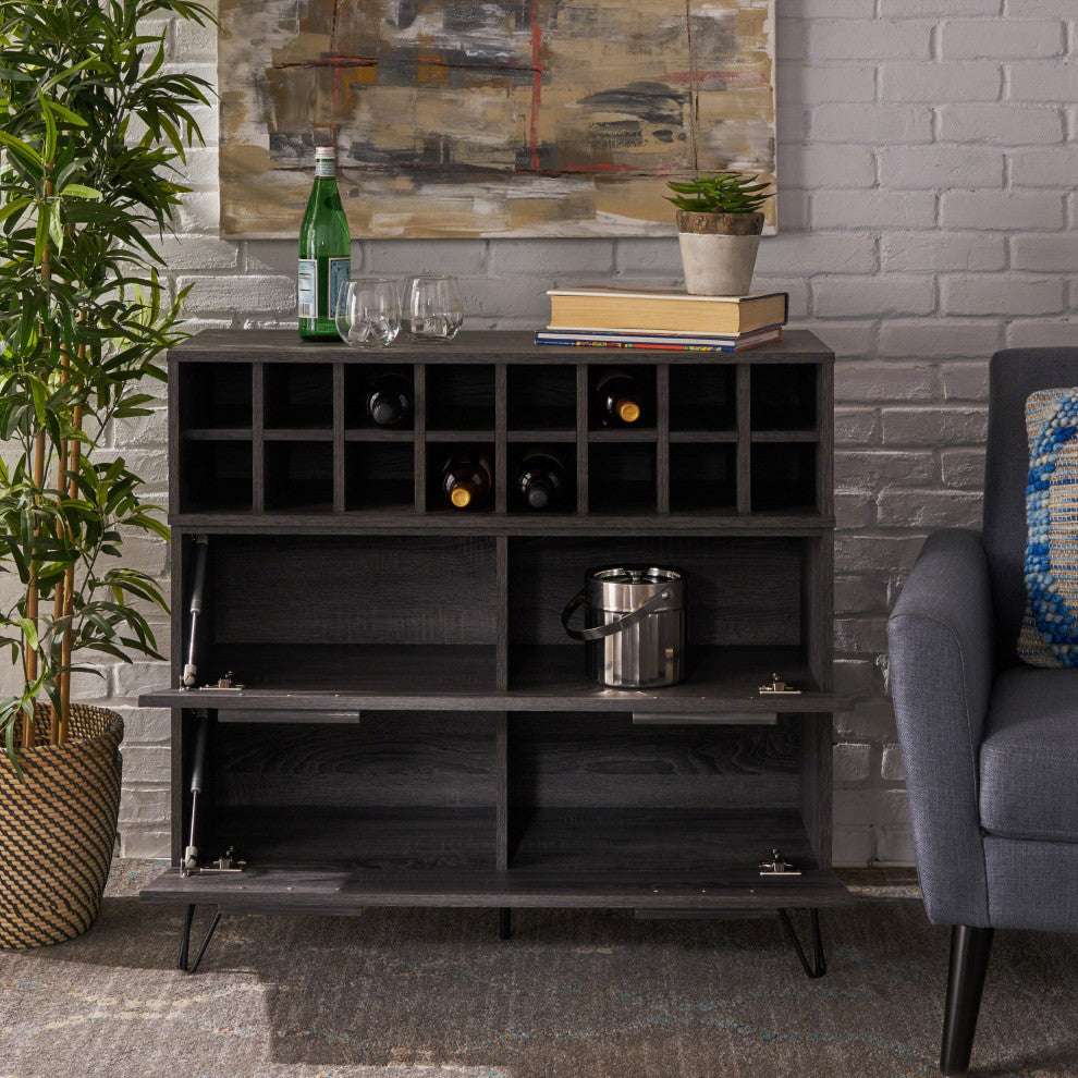 GDF Studio Annabelle Mid Century Finished Faux Wood Wine and Bar Cabinet, Sonoma