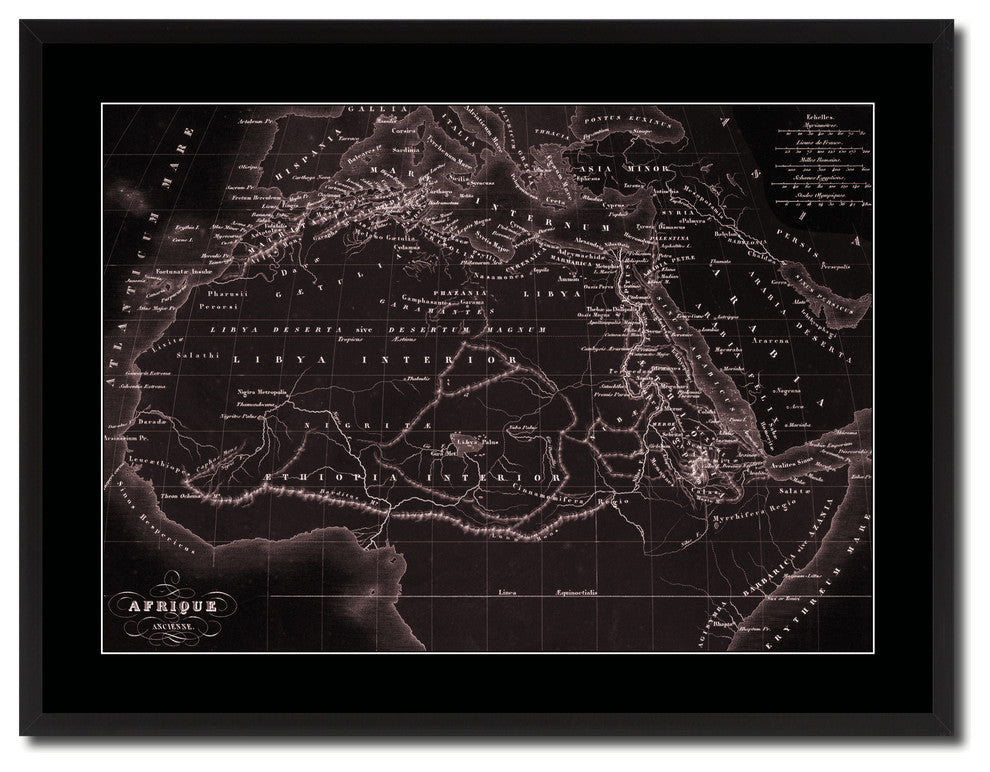 Ancient Africa Vintage Vivid Sepia Map Canvas, 28"x37"