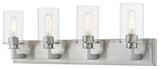 Savannah 4 Light Vanity, Brushed Nickel With Clear Glass