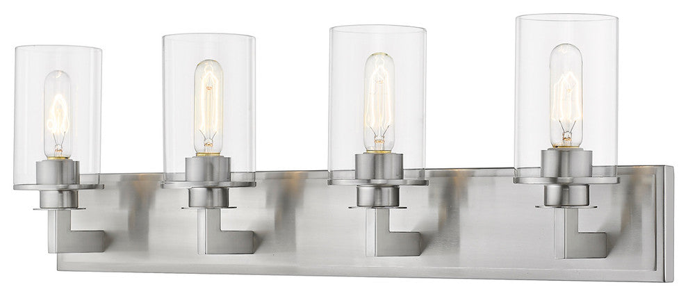 Savannah 4 Light Vanity, Brushed Nickel With Clear Glass