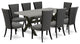 9-Piece Set, Table and 8 Chairs With Dark Gotham Gray, Linen Fabric and Cement